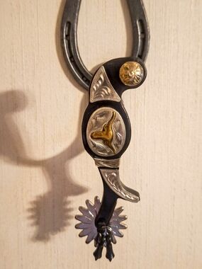 Copper Canyon Black and Gold Western Spur Wall Accent - Real Spurs Repurposed